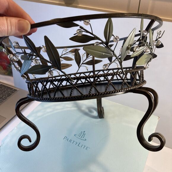 PartyLite Garden Lites 3 Wick Candle Holder Base Stand Rustic P8054B With Box - Picture 5 of 13